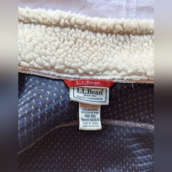 L.L. Bean Sherpa Deep Pile Fleece Men's Vest Medium Full Zip Ivory - Picture 5 of 11